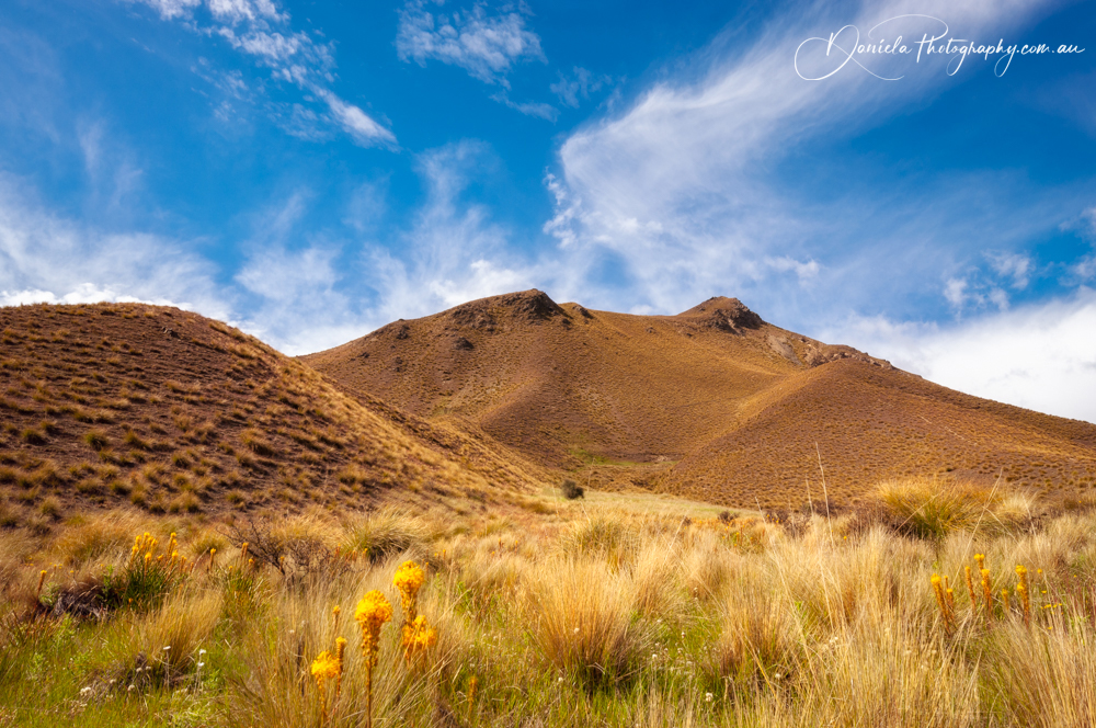 Glowing light at Lindis Pass Summit in NZ
